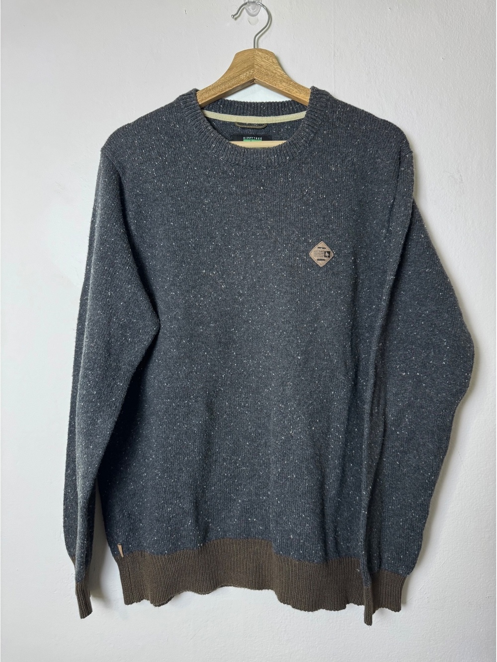 Hippytree green long sleeve sweater cotton slub loden green size XL